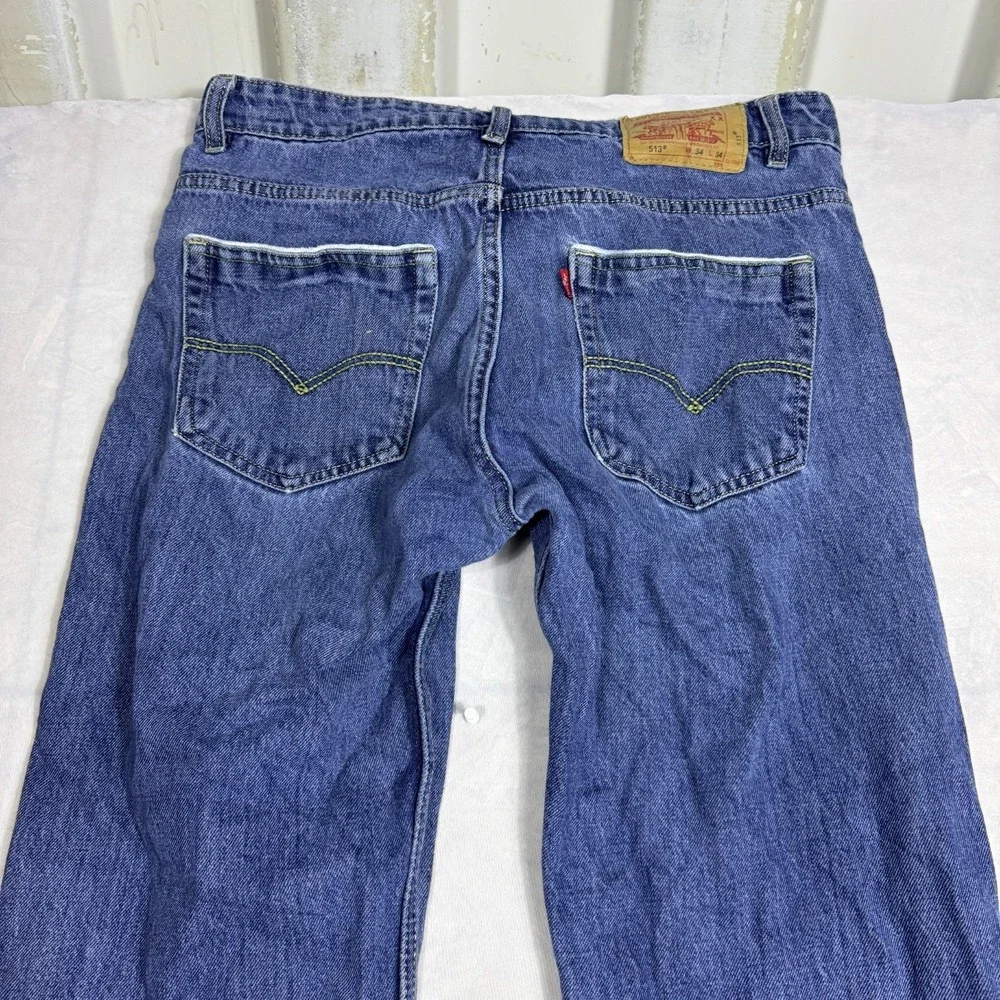Levi's 513 Mens Straight Leg Jeans‎ Blue Denim 5-Pocket Comfort W34 L34